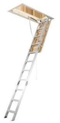 DESCRIPTION: (1) ALUMINUM ATTIC LADDER BRAND/MODEL: WERNER #416K83 RETAIL$: 175.76 SIZE: 7 TO 9 FT QTY: 1