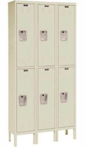 DESCRIPTION (1) HALLOWELL DOUBLE TIER LOCKER BRAND/MODEL U3228-2PT ADDITIONAL INFORMATION TAN/6-DOOR/RETAILS AT $1,109.60 SIZE 78"H X 36"W X 12"D THIS