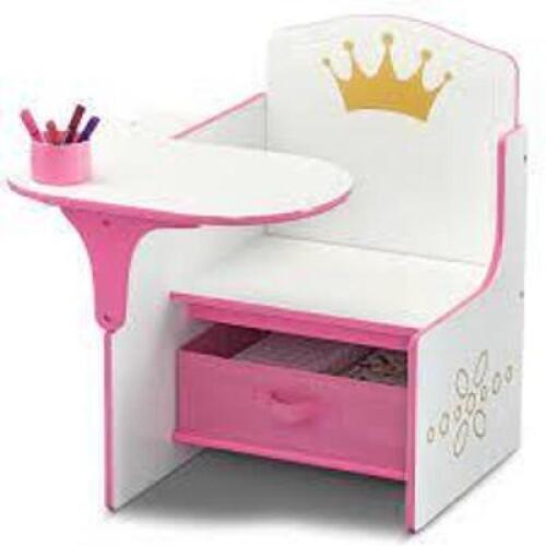 DESCRIPTION: (1) KIDS CHAIR DESK WITH STORAGE BIN BRAND/MODEL: DELTA CHILDREN INFORMATION: PRINCESS CROWN, PINK AND WHITE RETAIL$: $34.99 EA QTY: 1