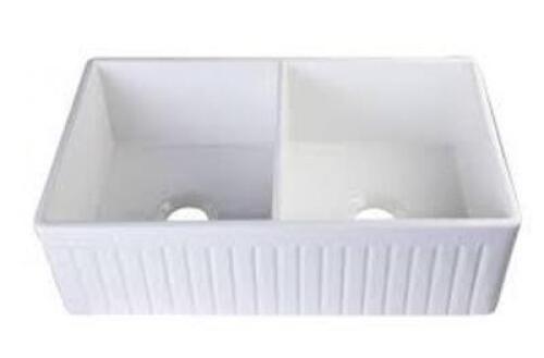 DESCRIPTION: (1) DOUBLE BOWL FARM SINK BRAND/MODEL: ALFI #AB537 INFORMATION: WHITE RETAIL$: $1050.00 EA SIZE: 32" QTY: 1