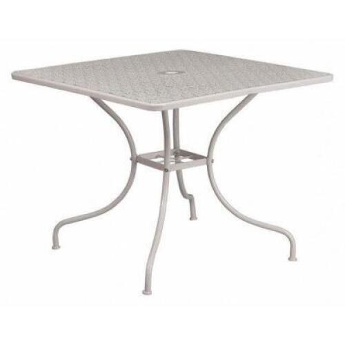 DESCRIPTION: (1) LIGHT GRAY PATIO TABLE BRAND/MODEL: FLASH FURNITURE CO-6-SIL-GG RETAIL$: 115.39 SIZE: 35.5 SQ QTY: 1