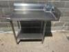 DESCRIPTION: CUSTOM 42" X 24" ALL STAINLESS TABLE W/ 4" BACK SPLASH. SIZE 42" X 24" LOCATION: BAY 6 QTY: 1