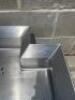 DESCRIPTION: CUSTOM 42" X 24" ALL STAINLESS TABLE W/ 4" BACK SPLASH. SIZE 42" X 24" LOCATION: BAY 6 QTY: 1 - 3