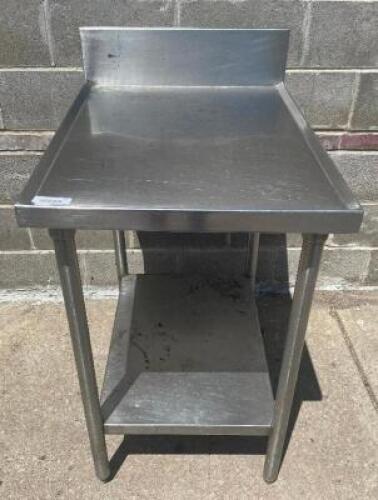DESCRIPTION: 34" X 24" ALL STAINLESS TABLE W/ 4" BACK SPLASH SIZE 34" X 24" LOCATION: BAY 6 QTY: 1
