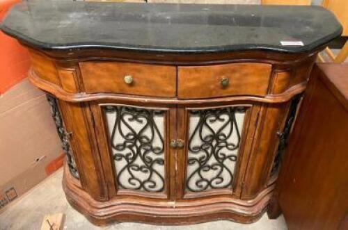 DESCRIPTION: 48" HARDWOOD SOFA ACCENT TABLE W/ STONE TOP SIZE 48" LOCATION: BAY 6 QTY: 1