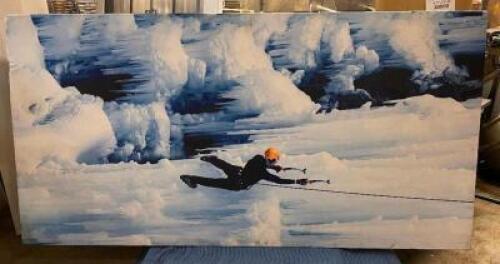 DESCRIPTION: 96" X 48" ACOUSTICAL SOUND PANEL W/ CUSTOM FABRIC COVERING. ICE CLIMBER ADDITIONAL INFORMATION CUSTOM MADE. COST $1200 PER PANEL SIZE 96"