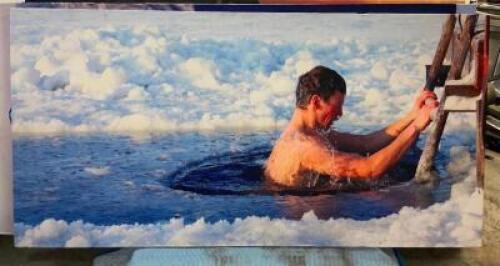 DESCRIPTION: 96" X 48" ACOUSTICAL SOUND PANEL W/ CUSTOM FABRIC COVERING. CRAZY ICE PERSON ADDITIONAL INFORMATION CUSTOM MADE. COST $1200 PER PANEL SIZ