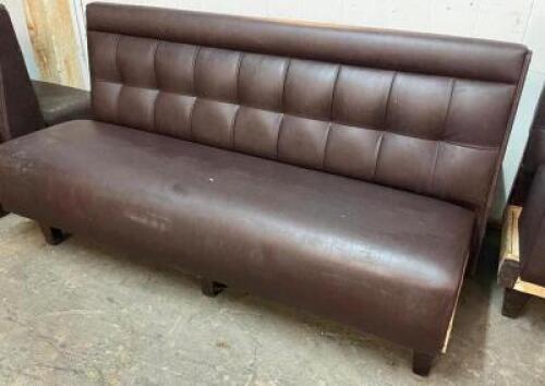 DESCRIPTION: (3) SECTIONS OF 72" BROWN PADDED BOOTH SEATING. ADDITIONAL INFORMATION COMES W/ (2) END CAPS AND (2) DOUBLES. SIZE 72" LOCATION: BAY 6 TH