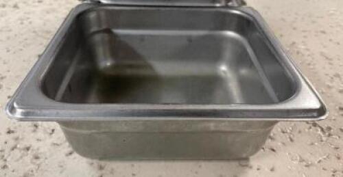 DESCRIPTION: (6) 1/6 SIZE STAINLESS INSERTS SIZE 2" DEEP LOCATION: BAY 6 THIS LOT IS: SOLD BY THE PIECE QTY: 6