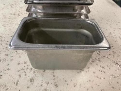 DESCRIPTION: (12) 1/9 SIZE STAINLESS INSERTS SIZE 4" DEEP LOCATION: BAY 6 THIS LOT IS: SOLD BY THE PIECE QTY: 12