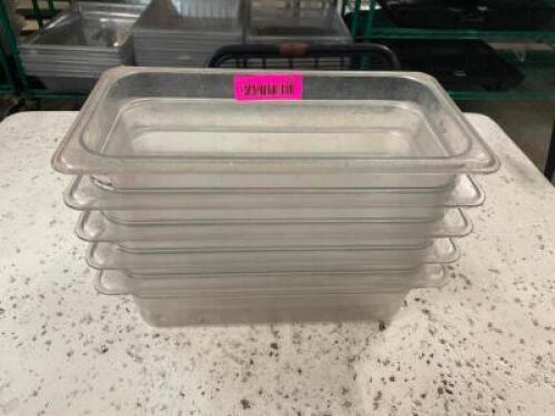 DESCRIPTION: (5) 1/3 SIZE PLASTIC INSERTS SIZE 4" DEEP LOCATION: BAY 6 THIS LOT IS: SOLD BY THE PIECE QTY: 5