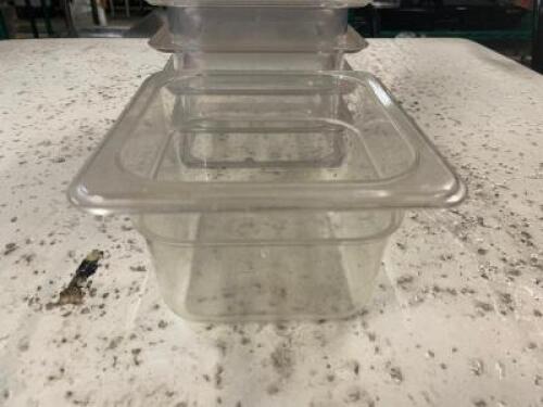 DESCRIPTION: (6) 1/6 SIZE PLASTIC INSERTS SIZE 4" DEEP LOCATION: BAY 6 THIS LOT IS: SOLD BY THE PIECE QTY: 6