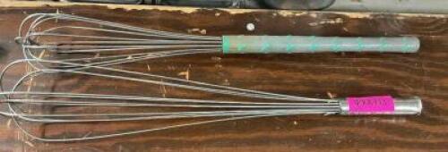 DESCRIPTION: (2) LONG HANDLE STAINLESS WISK'S LOCATION: BAY 6 THIS LOT IS: SOLD BY THE PIECE QTY: 2