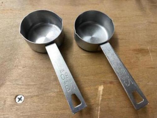 DESCRIPTION: (10) 1/3 CUP STAINLESS MEASURING CUPS LOCATION: BAY 6 THIS LOT IS: ONE MONEY QTY: 1