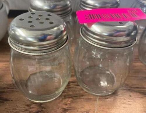 DESCRIPTION: (12) GLASS CHEESE SHAKERS LOCATION: BAY 6 THIS LOT IS: SOLD BY THE PIECE QTY: 12