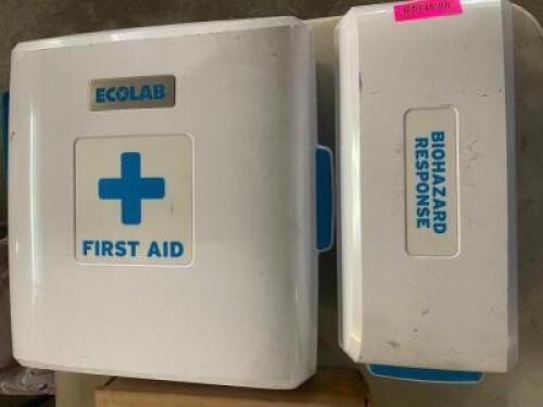 DESCRIPTION: (2) PLASTIC FIRST AID AND SAFETY BOXES. ADDITIONAL INFORMATION EMPTY LOCATION: BAY 6 THIS LOT IS: ONE MONEY QTY: 1
