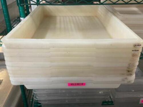 DESCRIPTION: (10) FULL SIZE PLASTIC DOUGH BOX CONTAINERS LOCATION: BAY 6 THIS LOT IS: SOLD BY THE PIECE QTY: 10