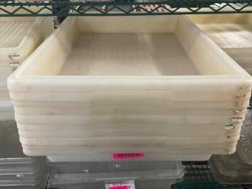 DESCRIPTION: (10) FULL SIZE PLASTIC DOUGH BOX CONTAINERS LOCATION: BAY 6 THIS LOT IS: SOLD BY THE PIECE QTY: 10