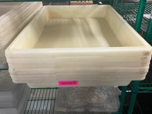 DESCRIPTION: (6) FULL SIZE PLASTIC DOUGH BOX CONTAINERS LOCATION: BAY 6 THIS LOT IS: SOLD BY THE PIECE QTY: 6