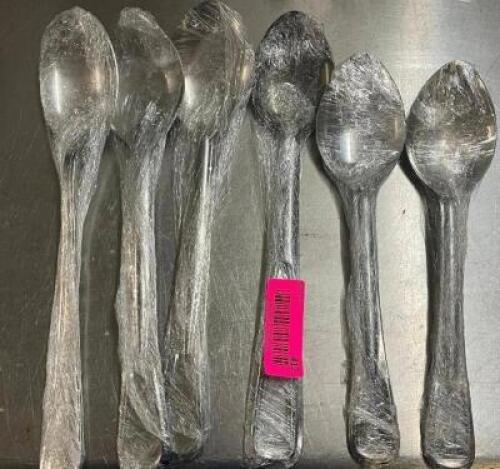 DESCRIPTION: (6) STAINLESS SERVING SPOONS LOCATION: BAY 6 THIS LOT IS: SOLD BY THE PIECE QTY: 6