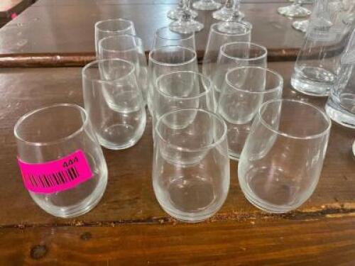 DESCRIPTION: (12) STEMLESS WINE GLASSES LOCATION: BAY 6 THIS LOT IS: SOLD BY THE PIECE QTY: 12