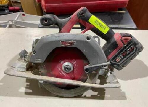DESCRIPTION: 6-1/2" CORDLESS CIRCULAR SAW WITH BATTERY BRAND/MODEL: MILWAUKEE 2630-20 LOCATION: WAREHOUSE QTY: 1