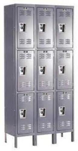 DESCRIPTION: (2) TRIPLE TIER WARDROBE AND BOX LOCKERS BRAND/MODEL: HALLOWELL INFORMATION: GREY RETAIL$: $1558.49 EA QTY: 2