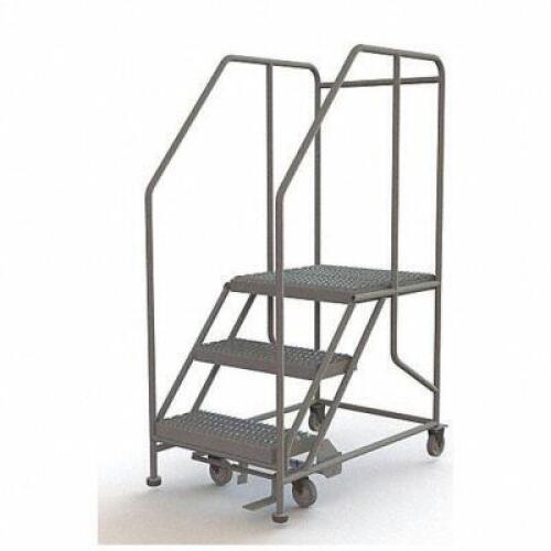 DESCRIPTION: (1) FORWARD DESCENT ROLLING WORK PLATFORM BRAND/MODEL: TRI-ARC #29RJ61 INFORMATION: GREY RETAIL$: $725.52 EA SIZE: 3 STEPS, 30"H 24"W QTY