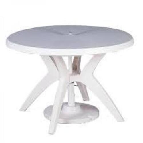 DESCRIPTION: (1) PREMIUM OUTDOOR ROUND TABLE BRAND/MODEL: BETTER HOMES AND GARDENS INFORMATION: IBIZA - WHITE RETAIL$: $236.00 EA SIZE: 46" QTY: 1