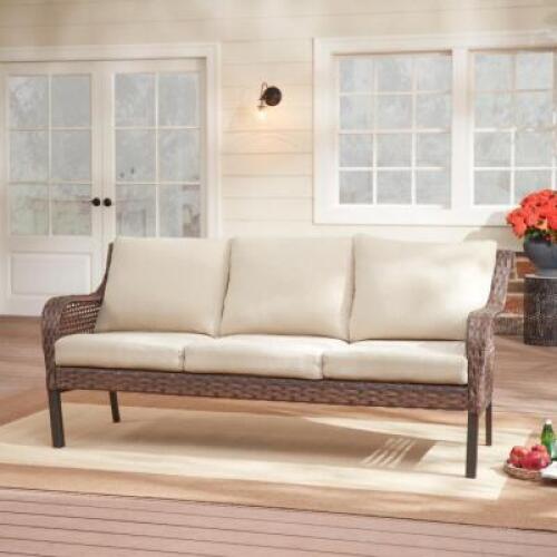 DESCRIPTION: (1) 3-SEATER SOFA BRAND/MODEL: MAINSTAYS INFORMATION: TUSCANY RIDGE TAN RETAIL$: $349.00 EA QTY: 1