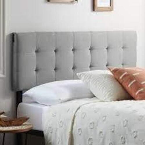 DESCRIPTION: (1) UPHOLSTERED HEADBOARD WITH USB BRAND/MODEL: REST HAVEN INFORMATION: DARK GREY RETAIL$: $100.00 EA SIZE: FULL/FULL XL QTY: 1