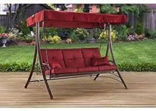 DESCRIPTION: (1) 3-PERSON DAYBED SWING BRAND/MODEL: MAINSTAYS INFORMATION: CALLIMONT RED RETAIL$: $399.99 EA QTY: 1