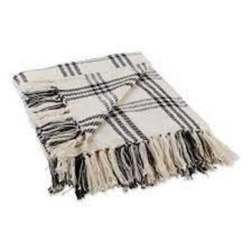 DESCRIPTION: (1) THROW BLANKET BRAND/MODEL: MY TEXAS HOUSE INFORMATION: PLAID BLACK AND WHITE RETAIL$: $29.96 EA SIZE: 50" X 60" QTY: 1