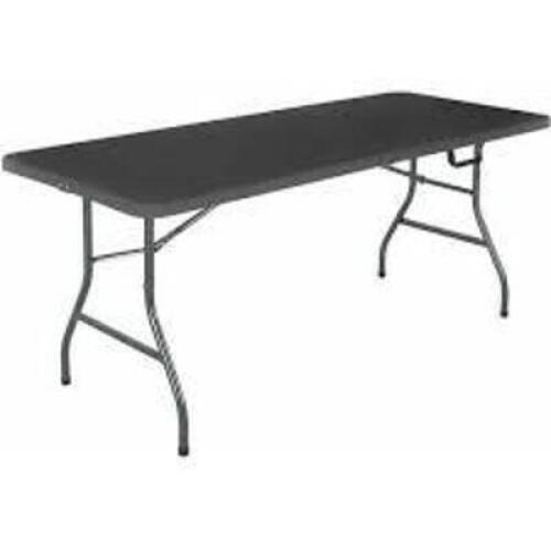 DESCRIPTION: (1) CENTER FOLDING TABLE BRAND/MODEL: COSCO #14678BKH1 INFORMATION: BLACK RETAIL$: 100 SIZE: 6 FT QTY: 1