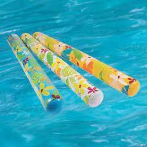 DESCRIPTION: (1) BAG OF (6) INFLATABLE POOL NOODLES WITH TROPICAL DECOR BRAND/MODEL: ORIENTAL TRADING CO #13836248 INFORMATION: MANY COLORS, TROPICAL