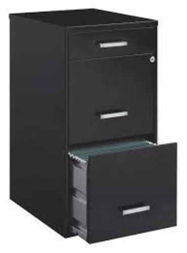 DESCRIPTION: (1) FILING CABINET BRAND/MODEL: SPACE SOLUTIONS #317Z55 INFORMATION: BLACK RETAIL$: $116.21 EA SIZE: 18" QTY: 1