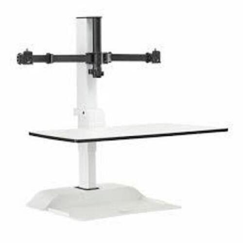 DESCRIPTION: (1) ELECTRIC DESKTOP SIT/STAND BASE WITH DUAL MONITOR ARM BRAND/MODEL: SAFCO #2193WH INFORMATION: WHITE RETAIL$: $1248.00 EA QTY: 1