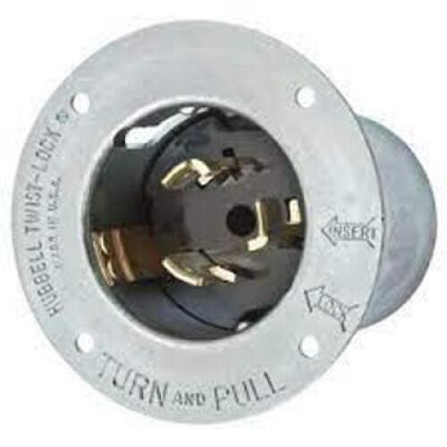 DESCRIPTION: (1) FLANGED LOCKING INLET BRAND/MODEL: HUBBELL #4D208 RETAIL$: $184.03 EA SIZE: 50A, 3 PHASE, 250V QTY: 1