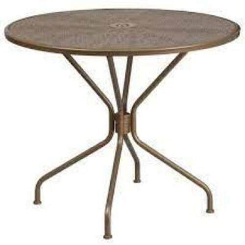 DESCRIPTION: (1) ROUND PATIO TABLE BRAND/MODEL: FLASH FURNITURE #187J35 INFORMATION: BROWN RETAIL$: $134.82 EA SIZE: 35X28 QTY: 1