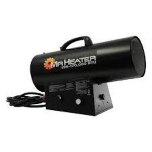 DESCRIPTION: (1) PORTABLE PROPANE FORCED AIR HEATER BRAND/MODEL: ME HEATER #MH1700FAVT RETAIL$: $224.00 EA SIZE: 125,000-170,000 BTU QTY: 1