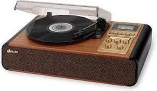 DESCRIPTION: (1) STEREO TURNTABLE WITH CASSETTE PLAYER BRAND/MODEL: JENSEN INFORMATION: WOOD GRAIN RETAIL$: $139.99 EA QTY: 1