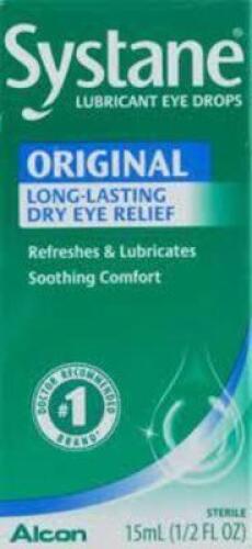 DESCRIPTION: (6) LUBRICANT EYE DROPS BRAND/MODEL: SYSTANE RETAIL$: $9.99 EA SIZE: 1/2 FL OZ QTY: 6