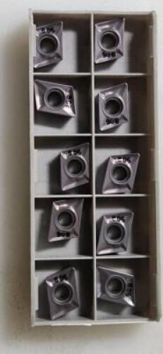 DESCRIPTION: (10) SOLID CARBIDE MILLING INSERTS BRAND/MODEL: ISCAR XCMT 120408TR INFORMATION: 73 DEGREE, RHOMBIC PLUNGER INSERT RETAIL$: $ 27.50 PER I