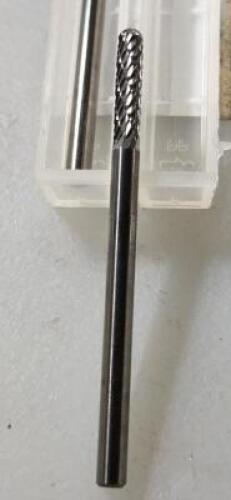 DESCRIPTION: (2) SOLID CARBIDE DOUBLE CUT CYLINDER BURR BRAND/MODEL: SGS PRO 17453 RETAIL$: 11.74 EA SIZE: 1/8" DIA 9/16 LOC QTY: 2
