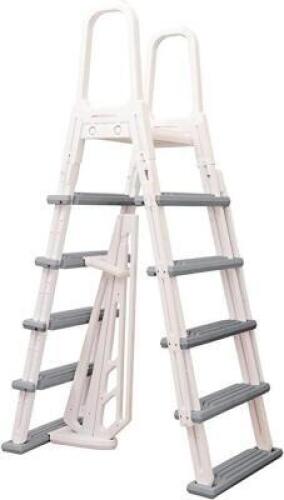 DESCRIPTION: (1) A-FRAME LADDER FOR ABOVE GROUND POOLS BRAND/MODEL: BLUE WAVE/NE1202 INFORMATION: FLIP UP & LOCK TO PREVENT UNWANTED ENTRY, ANTI ENTRA