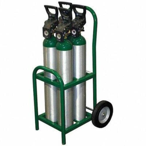 DESCRIPTION: (1) TWO-WHEEL TILT-BACK VERTICAL MEDICAL CYLINDER CART BRAND/MODEL: SAFTCART #5WXG9 INFORMATION: GREEN RETAIL$: $393.90 EA SIZE: 250 LB C