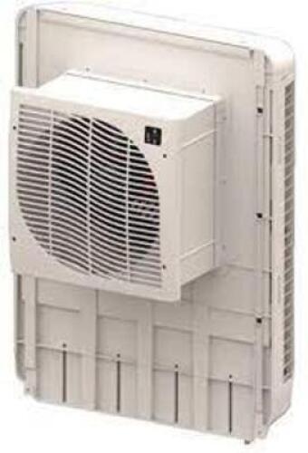 DESCRIPTION: (1) INDOOR-OUTDOOR WINDOW EVAPORATIVE COOLER BRAND/MODEL: MASTERCOOL/MCP44 INFORMATION: 3-SPEED/WHITE/3,200 CFM/COOLS UP TO 1,600 SQ-FT R