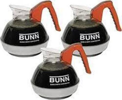 DESCRIPTION: (1) CASE OF (3) EASY PUR COMMERCIAL DECANTER BRAND/MODEL: BUNN #06101.0103 INFORMATION: ORANGE HANDLE RETAIL$: $117.53 EA SIZE: 12 CUPS E