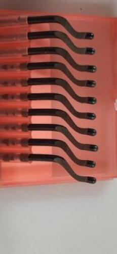 DESCRIPTION: (10) PACKS OF (10) E100 DEBURRING BLADES BRAND/MODEL: SHAVIV 29034 RETAIL$: $ 37.40 PER PACK SIZE: E100 QTY: 10