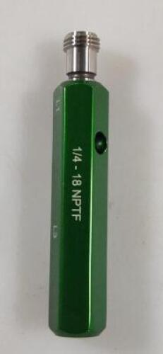 DESCRIPTION: (1) PIPE THREADED PLUG GAGE BRAND/MODEL: GF GAGE 53UG56 RETAIL$: 125.5 SIZE: 1/4-18 MPT QTY: 1
